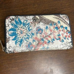 Prada Floral Multicolor Zip Around Wallet